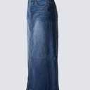 Women's Maxi Pencil Jean Skirt- High Waisted A-Line Long Denim Skirts for Ladies- Blue Jean Skirt, Blue (A-line), 12
