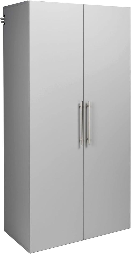 Prepac HangUps Large Storage Cabinet - Immaculate Light Gray 36" Cabinet with Storage Shelves and Doors, Ideal for Bin and General Storage Solutions