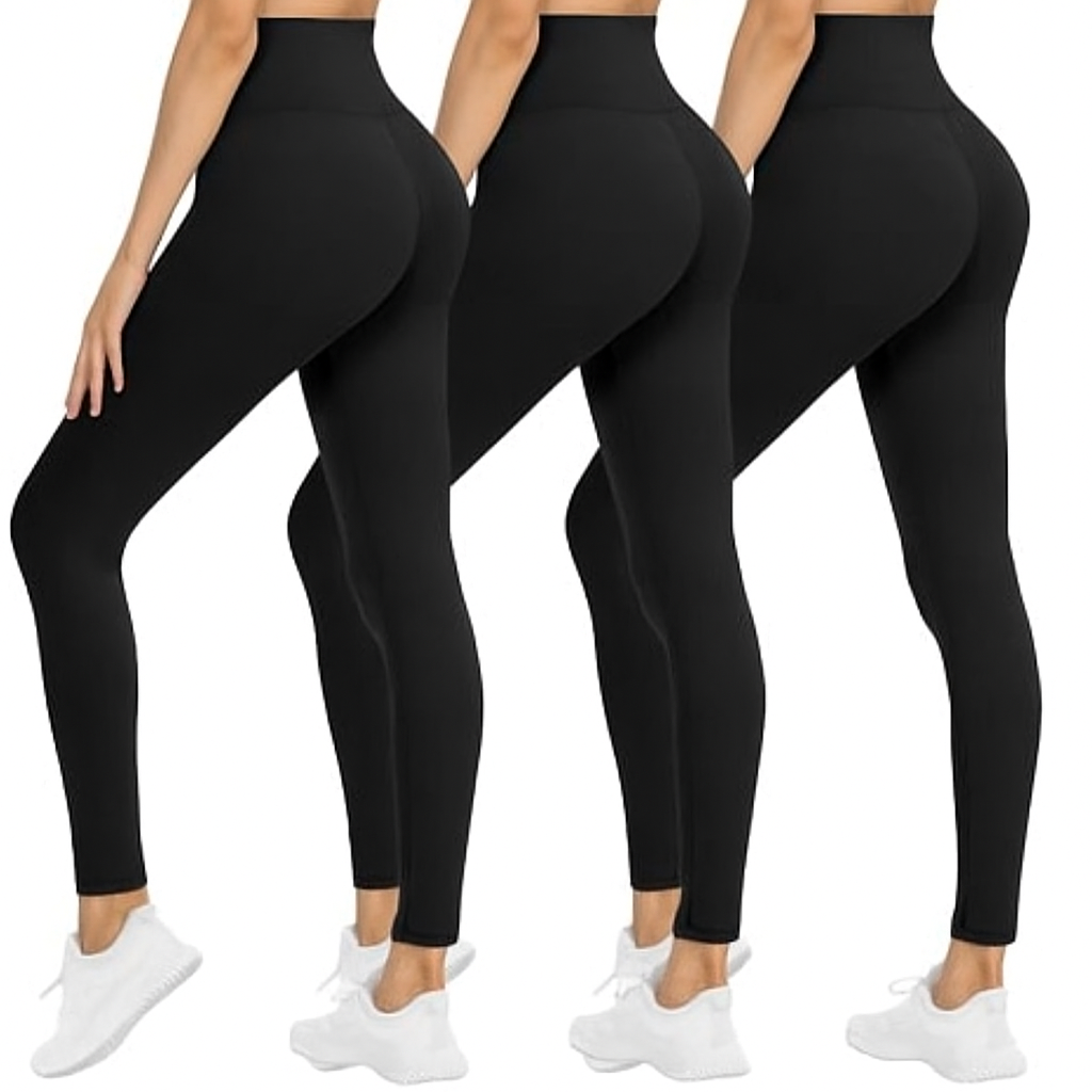 NexiEpoch 3 Pack Leggings for Women - High Waisted Tummy Control Soft Black Capri Yoga Pants with Pockets for Workout , Extra Large