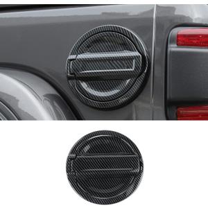 Carbon Fiber Fuel Filler Door Gas Tank Cap Cover Trim Stickers Decoration Exterior Accessories for Jeep Wrangler JL JLU 2018-2022