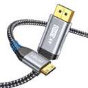 LDLrui DisplayPort to Mini HDMI Cable 3.3FT [Bend Resistant, High-Speed] Supports 3840x2160/4K@60Hz, 2K@120Hz Video UHD for Desktop, Laptop, Portable Monitor,AMD, NVIDIA, ARZOPA, Projector,Mini PC