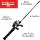 Zebco 33 Spincast Reel and Fishing Rod Combo, 6-Foot 2-Piece Fiberglass Rod with EVA Handle, Quickset Anti-Reverse Fishing Reel with Bite Alert, 30