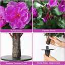 Artificial Silk Flowers Azalea for Outdoor with Ground Spike, Faux Floral Topiaries Ball Bushes Shrubs for Home Garden Yard Patio Decor UV Resistant (Fuchsia)