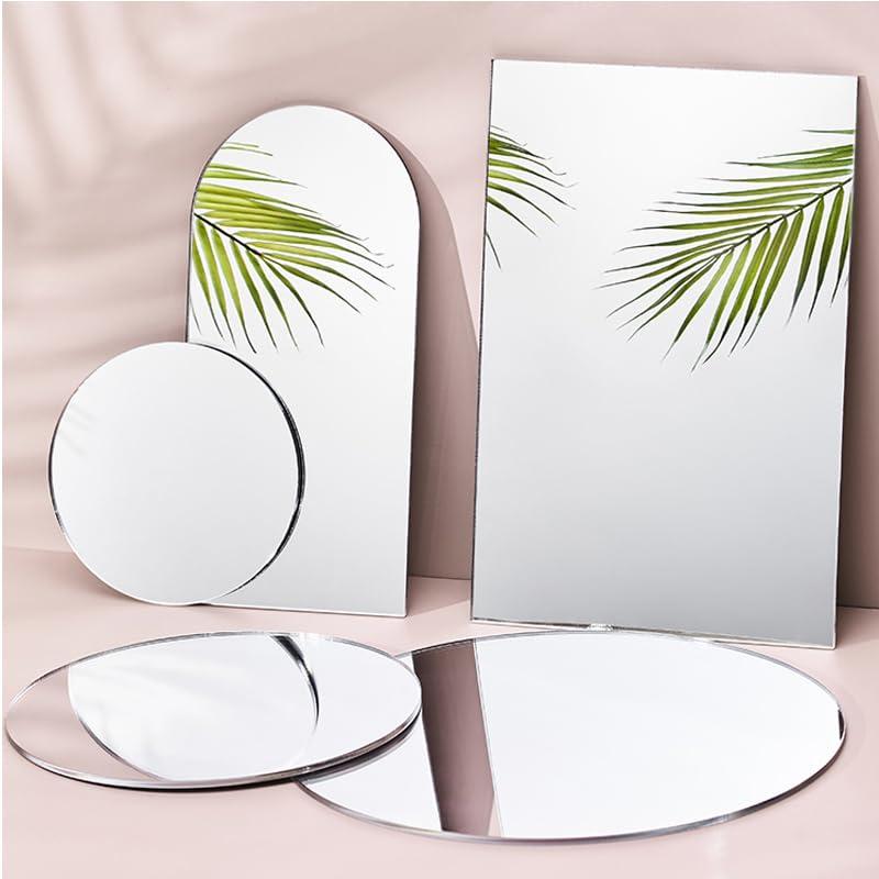 GISELA D Acrylic Mirror Reflection Board Geometric Shape Photo Background Props Set Photography Ornaments Reflective Display Sheet (8Pcs) (sliver)