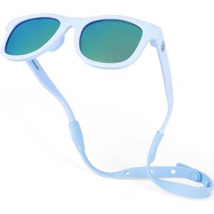 Polarized Baby Sunglasses With Strap - Unbreakable Flexible Infant Sunglasses For Toddlers Newborns 0-24 Months (Sky Blue)