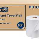 Tork Universal Hand Towel Roll White, Compatible with H21 Dispensers, 100% Recycled Fiber 6 Rolls x 800 Ft (RB8002)