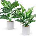 2pcs Fake Plants 16" Faux Plants Artificial Tropical Plants Indoor for Home Office Desk Kitchen Bathroom Table Shelf Decor