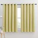 NICETOWN Thermal Insulated Paler Yellow Blackout Curtains for Bedroom, Set of 2, 70 by 63 inches Long, Window Treatment Solid Grommet Room Darkening Drape Panels for Bedroom