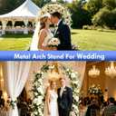 6.6FT Arch Backdrop Stand, Metal Wedding Arch Stand, Background Arches with Square Base Ground Nails for Party, Wedding, Birthday, Baby Shower, Bridal Shower, Balloon Arch Decoration, Gold