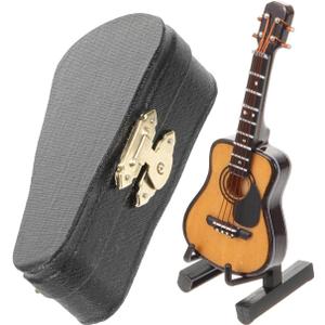 SUPVOX Miniature Guitar Model with Stand 3.14X1.18X0.66In Portable Kid Guitar Toy Educational Dollhouse Decoration