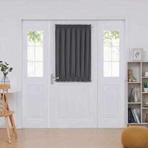 Deconovo Blackout Door Curtain  Thermal Insulated Blackout Window Cover for French & Front Doors with Adjustable Tieback, Room Darkening, Energy Saving, Noise Reducing,Dark Grey,W54 x L40,1 Panel
