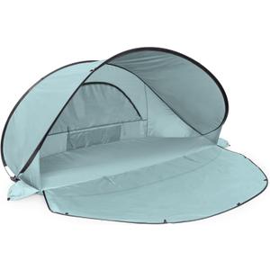 Picnic TIME Manta Portable Beach Tent, Fully-Assembled Pop Up Tent, Beach Shade and Sun Shelter, Instant Outdoor Shade with Carrying Bag for Outdoors and UPF50+ UV Protection, (Light Blue)