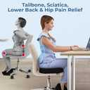 5 STARS UNITED Seat Cushion for Tailbone Pain Relief  Memory Foam Lifting Pillow for Coccyx, Hip, Hemorrhoid, Sciatica & Post-Surgery Recovery  Wheelchair, Car, Desk, Gaming & Office Chairs, Black (Standard)