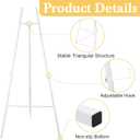 CroBlissful White 50" Easel Stand for Wedding Sign Adjustable 3Tier Height Display Easel with Chain Heavy Duty Floor Tripod for Welcome Wedding Sign Painting Canvas Baby Shower Party Poster (Metal)