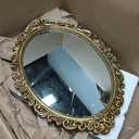 Vintage Wall Mirror Gold Oval Decorative Mirror 12 x 8.3 inch Small Hanging Mirrors for Bedroom Living-Room Dresser Gallery Decor (Antique Gold)