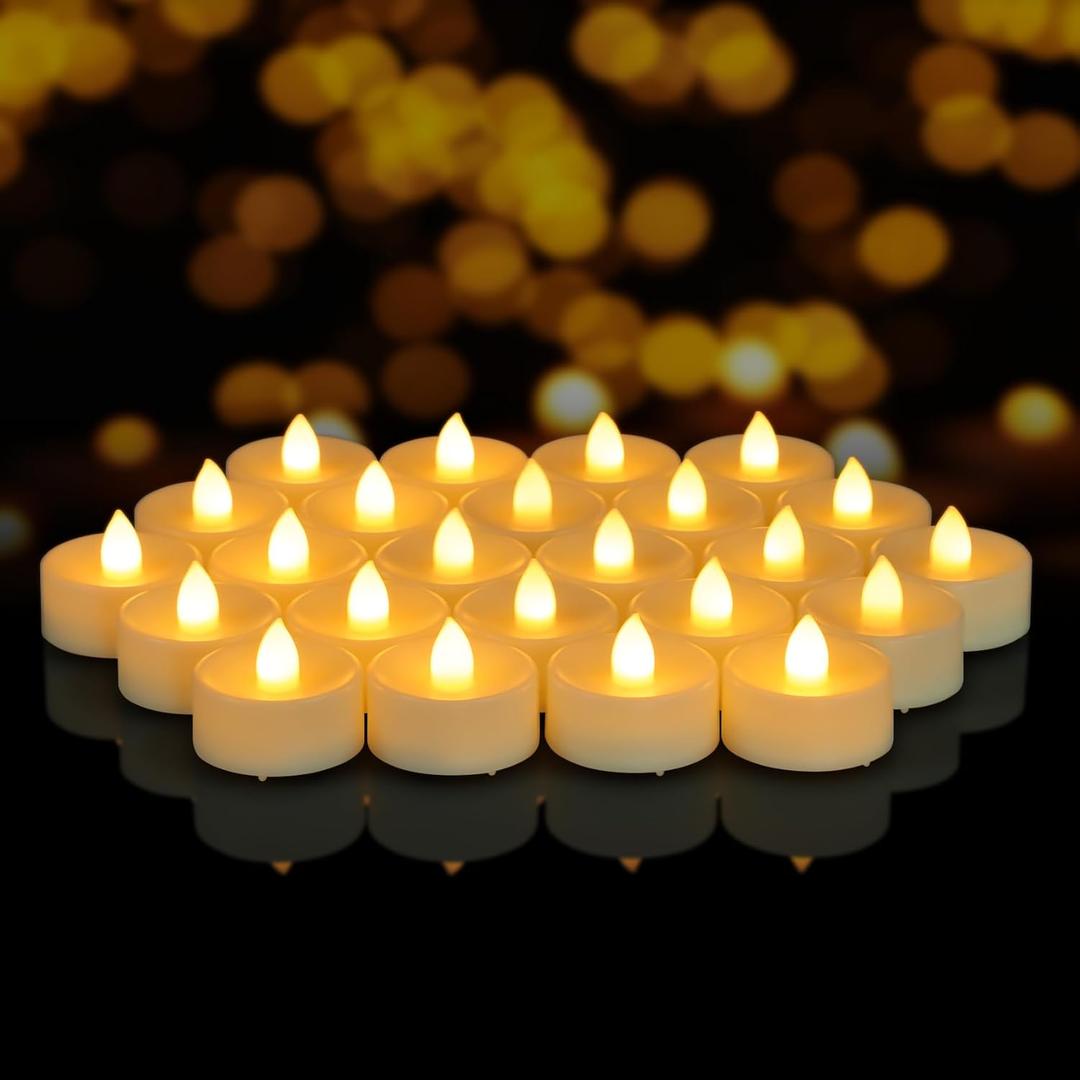 50 Pack Flameless LED Tea Lights Candles Battery Operated, Flickering Electric Fake Tealights Candles for Wedding, Party, Festival, Votive, Table, Home Decor