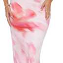 2 Piece Skirt Sets for Women Summer, Floral Sleeveless Tube Top Bodycon Maxi Skirts Y2k Vacation Going Out Outfits (Light Pink Tiedye, M)
