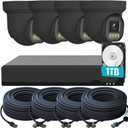 Smart 5MP PoE 4ch Security Camera System for Home Outdoor NVR Surveillance, 4pcs Wired 5MP PoE Cameras with Night Vision, Human Detection, 4K NVR with 1TB HDD for 24-7 Recording