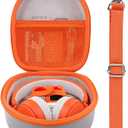 Storage Case Compatible with YOTO Mini (2024 Edition) Kids Screen-Free Bluetooth Audio Player+ Wired Headphones Bundle(Gray Case,Orange Zipper)