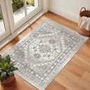 zesthome 2x3 Entryway Rug, Soft Washable Rugs, Non Slip Area Rug, Stain Resistant Low Pile Rugs for Bedroom, Vintage Rug for Door Mat, Kitchen (Brown/Beige,2'x3')