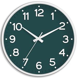 Roymnie Wall Clock, Silent Wall Clocks Battery Operated 8 Inch-Modern Non Ticking Analog Clock Decorative for Kitchen Office Bathroom Bedroom(Deep Green)