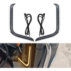 HDBUBALUS Motorcycle Lower Fairing Light LED Turn Signal Running Lights Fit For Harley Touring Street Glide Road Glide Electra Glide FLHTK FLTRU 2006-2013 (Color: Chrome Housing Smoke Lens)