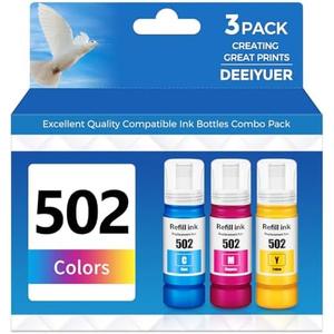 DEEIYUER 502 Ink Refill Bottles ET-2850 ET-3850 ET-15000 ET-4850 502 Color Ink Compatible for Ecotank ET 2850 ET 3850 ET-4760 ET-2760 ET-3830 ET 15000 ET 4850 ET-3843 2750 4750 Printer DEEIYUER 502 Ink Refill Bottles ET-2850 ET-3850 ET-15000 ET-4850 502 Color Ink Compatible for Ecotank ET 2850 ET 3850 ET-4760 ET-2760 ET-3830 ET 15000 ET 4850 ET-3843 2750 4750 Printer