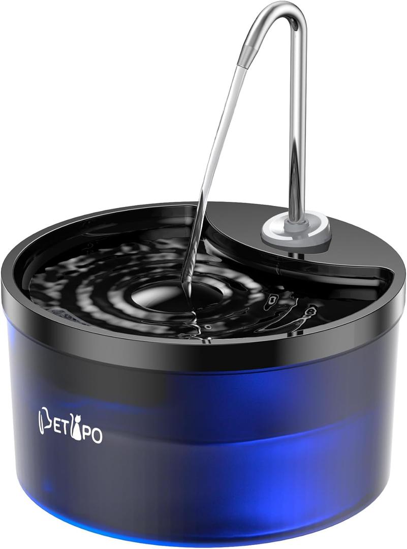 Cat Water Fountain, 3L/100oz Pet Water Fountain for Cats Indoor, Automatic Cat Water Fountain Dog Water Dispenser, Super Silent Kitty Spout with Alert Light, BPA-Free (Black, Plastic)