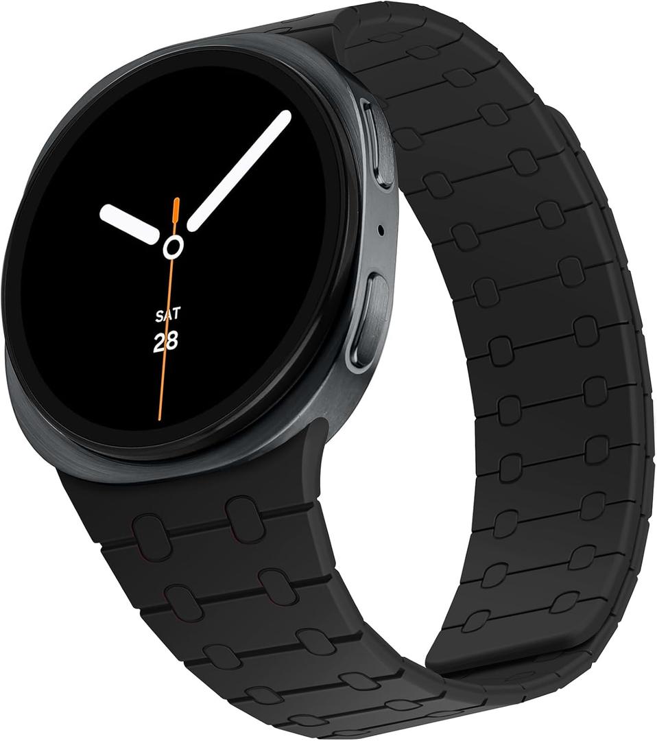 Magnetic Band Compatible with Samsung Galaxy Watch 8 Band 40mm 44mm/Galaxy Watch 8 Classic 46mm(2025), Silicone Sport Strap for Women Men, Black
