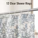 Farmhouse Blue Floral Shower Curtain with 12 Clear Rings, White Fabric Shower Curtain Set, Vintage Cottagecore Shower Curtain for Bathroom 72" W x 72" L