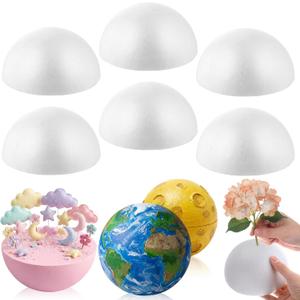 Joyfolk 6 Pcs 6 Inch Large Half Foam Balls White Half Foam Balls for Crafts Flower Arrangement Giant Round Sphere Foams Ball for DIY Home Craft Project and Art Decoration