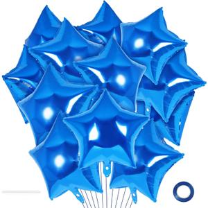 20 Pcs Star Balloons,18 Inch Blue Star Foil Balloons,Star Shaped Balloons Mylar Balloons Helium Balloons for Birthday Party Anniversary Wedding Baby Shower Decorations (Blue)
