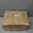 Wicker Storage Baskets with Lid, Set 3 Basket With Lid Decorative Storage Rectangle Wicker Storage Basket Large Rattan Storage Box Hyacinth Baskets