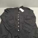 PRETTYGARDEN Women's 2026 Summer Short Lantern Sleeve Tops Loose Fit Button Down Shirt Pleated V Neck Blouses Trendy Clothes M