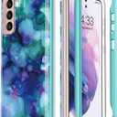 ESDOT for Samsung Galaxy S21 Case,Military Grade Passing 21ft Drop Test,Rugged Cover with Fashionable Designs for Women Girls,Shockproof Protective Phone Case for Galaxy S21 6.2" Opal Marble Purple