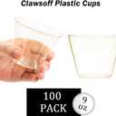Clawsoff 100 Count 9 oz Gold Plastic Cups, Disposable Cocktail Cups for Wedding & Party, Bulk Gold Plastic Tumblers, Fancy Disposable Party Cups for Cold Drinks