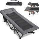 Mopaicot Camping Cot for Adults, Adjustable Headrest Folding Bed, Comfortable Cushion, Portable Sleeping Bed for Camp, Supports 450 lbs with Carry Bag