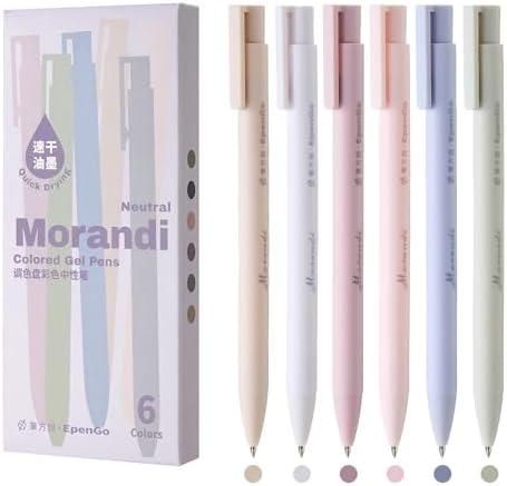 EpenGo Colored Pens 18 Pack, Colorful gel ink Pens Retractable Quick Dry 0.5mm Fine Point for Bullet Journaling, Note Taking, Coloring, Planning & Art Supplies (6 Pcs Morandi) Pack of 2