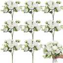 Crowye 8 Bundles Artificial Peonies Realistic Flowers with Stems Bouquet Peonies for Table Centerpieces Wedding Decoration Bridal Floral Arrangement (White)