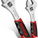WISEUP Adjustable Wrench Sets 8 inch & 10 Inch Cr-V Forged Industrial Grade Hand Tools Wrench Set With Anti-Slip Grip crescent style (Pack of 2)