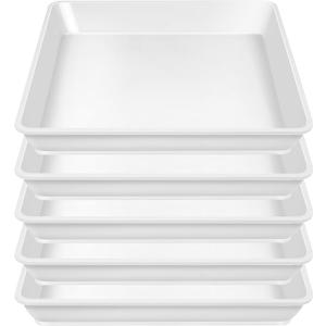 5 Pack Square Plant Saucer 12 Inch, Plastic Plant Water Dray Tray, Flower Pot Saucers, Square Planters for Indoors and OutdoorsPlants Saucer for Plant Pots. (White)
