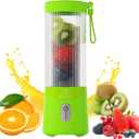COKUNST Portable Blender, USB Rechargeable Personal Blender for Smoothies, 16 OZ Mini Juicer Mixer with 6 Blades, Small Blenders Cup with 2 Lids, Shake Bottle for Travel, Office, Gym, Kitchen Green