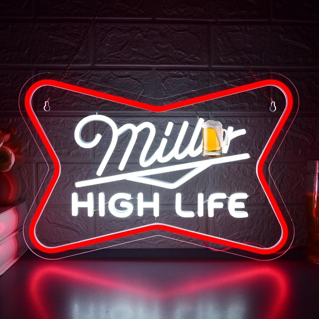 Beer Neon Sign for Wall Decor Beer Neon Light for Man Cave Bar LED Light Up Sign for Home Bar Pub Club Party Restaurant Bedroom Birthday Gifts Art 16.5 * 11.2In(TWD270)