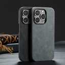 Alcantara Case for iPhone 15, Handmade Half-Wrapped Synthetic Suede Cover, Compatible with Magsafe Wireless Charging (Gray)