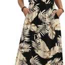 WIHOLL Summer Dresses for Women 2026 Maxi Dresses Long Flowy A Line Sleeveless Sundresses with Pockets (Black), Large