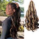 French Curly Braiding Hair 8 Packs Loose Wavy Braiding Hair Pre Stretched Bouncy Synthetic French Curl Braiding Hair Extensions for Women (4/27#, 18 Inch)