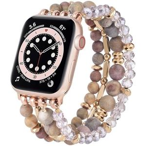 VISOOM Beaded Boho Bracelet Compatible for Apple Watch Band 40mm/38mm/41mm/42mm Series 10 9 8 7 SE Series 6/5/4 Women Fashion Cute Handmade Crystal Beads Watch Strap for iWatch Bands Series 3/2/1