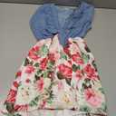 Csbks Girls Summer Sleeveless Floral Denim Dress Toddler Bow Casual Sundress (White, 160)