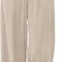 Sampeel Linen Pants Women Wide Leg Palazzo Pants Flowy Casual Summer Outfits Fashion Beach Vacation Clothes Plus Size Spring Drawstring Elastic Waist Trouser Khaki XL