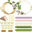 Vercraft 12 Set butterfly Metal Floral Hoop Table Centerpieces Include Metal Ring with Base 3D Butterfly Decoration, PE Foam Flower, Adhesive Dots, Gold Wires for DIY Wedding Baptism Party(Round)